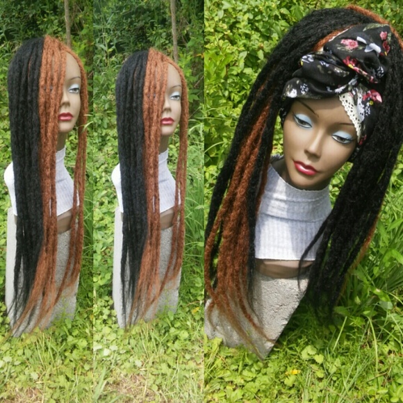 Long Natural looking brown black dreadlocks main image 4
